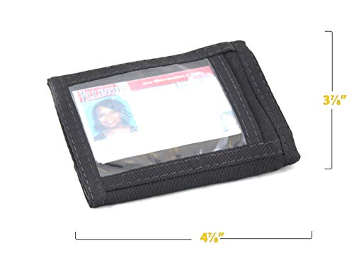 Bifold ID Wallet. Outside ID Window. Nylon w/Hook n Loop Closure. Made in USA. (Black)3