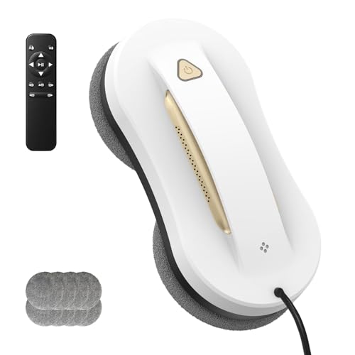 Robot limpiacristales con doble pulverización – Limpiador automático de vidrio con control remoto, limpiador eléctrico para ventanas interiores, exteriores y edificios altos, dorado, 10 paños