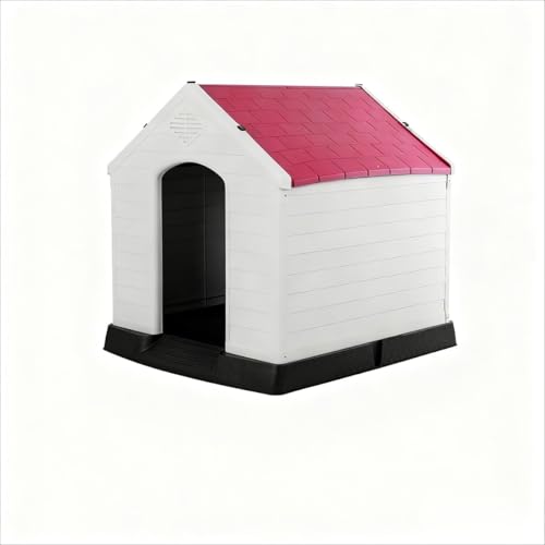 Wapik 犬小屋 屋外 大型犬 いぬごや ドッグハウス 大型犬 中型犬 小型犬 犬舎 シェルタ プラスチック製 防水素材 水洗い可能 防水 防風 防雨 雨除け 日よけ対策 換気機能付き 組み立て簡単 家庭 テラス 裏庭 (グレー, 幅78x奥行87x高さ