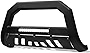 Matte Black AVT Style Aluminum LED Light Bull Bar Brush Push Front Bumper Grill Grille Guard With Skid Plate For 07-21 Toyota Tundra / 08-21 Sequoia