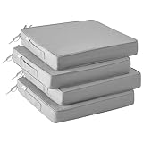 IPYNBAP Outdoor Chair Cushions Set of 4 -Waterproof Outdoor Seat Cushions for Patio Furniture, Patio Chair Cushion with Handle and Ties, Square Out Door Chair Pads,19' x 19' x 3', Grey