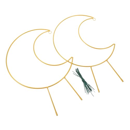 ibasenice Support pour Plantes Grimpantes en Treillis Métallique Lune 40x20 Cm 20 Attaches Vertes pour Jardin Extérieur, Pot de Fleurs, Protection et Maintien Robustes des Style Aléatoire