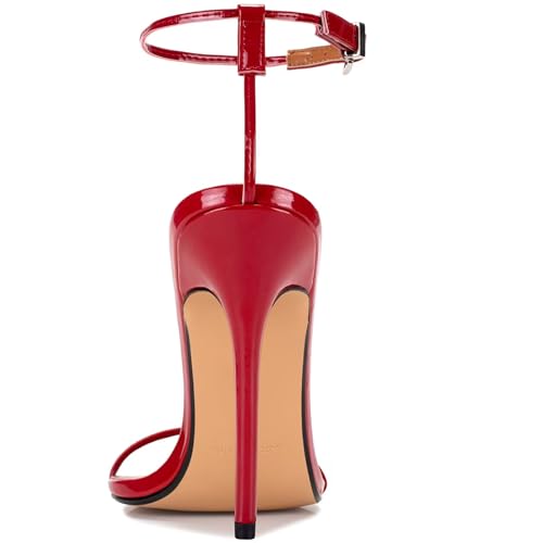 Image of Women's Stiletto High Heeled Sandals Sexy Strappy Open Toe Black Red Heels Wedding Party Evening Prom Dance Dressy Shoes