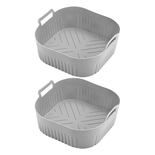 Juego de 2 forros cuadrados de silicona para máquina de freír al aire, reutilizables para NA229 220, accesorios reutilizables, bandeja de cocina