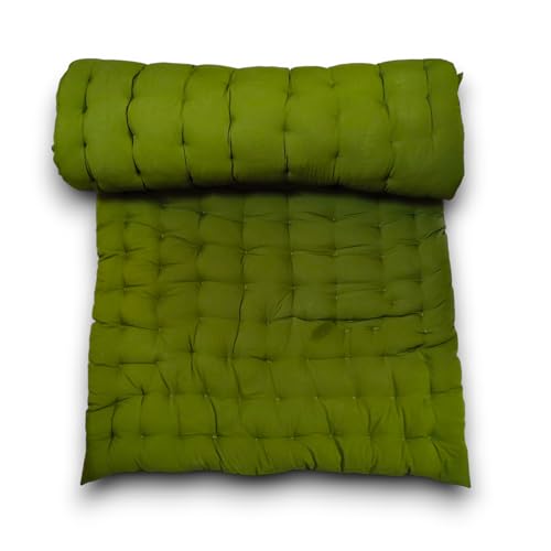 Image of ATOOTFUSION Soft Cotton Quilt Mattress Foldable for Floor Light Weight Filled Single Firm Cotton Quilt Mattress Gadda Dark Green 3 x 6 ft or 72 x 36 Inches 1 Sleeping Capacity