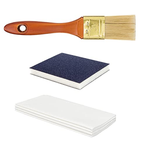 Zubehör-Set aus Schleifmatte K 320 für Holz mit Pinsel aus Chinaborste und 5 Tüchern für die Verarbeitung von Holzöl