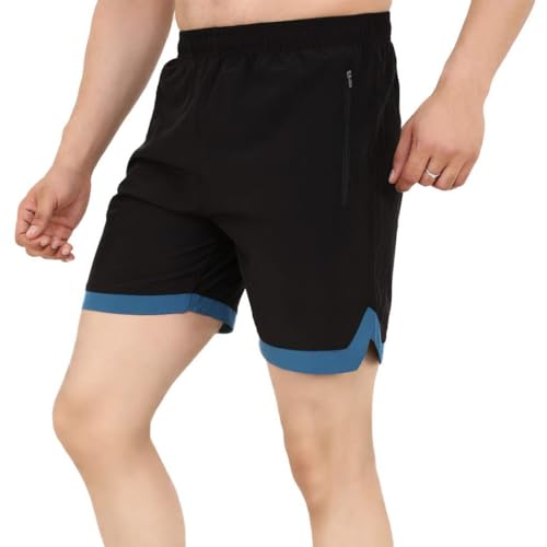 Image of Sports Shorts for Men, Athletic Running & Gym Shorts with Zip Pocket, Regular Fit Training Shorts