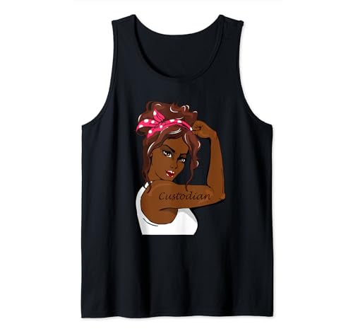 Black History Pin Up Rosie The Riveter Custodian Camiseta sin Mangas