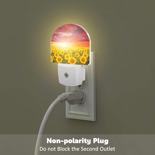 Image of Sunflowers with Sunset Night Light for Kids,Blooming Summer Sunflowers Night Light Plug in with Dusk to Dawn Sensor,0.5w Energy Saving Nightlight for Hallway Stairway Kitchen Bedroom
