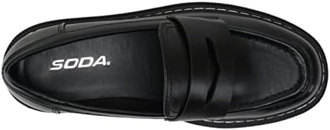 Soda “Eureka” ~ Women Slip On Platform Penny Loafer Lug Sole with Stitched Detail (Black PU, us_Footwear_Size_System, Adult, Women, Numeric, Medium, Numeric_8_Point_5) | Image 4