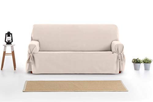 JM Textil Funda Sofá Lazos Leiva, 3 plazas (180-220cm), Color: Crema (01)