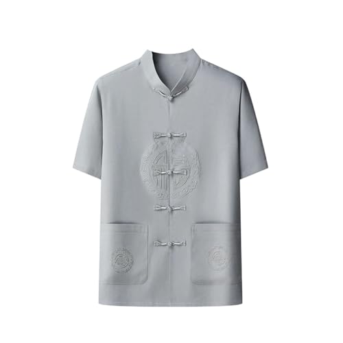 Middle-Aged and Elderly Men Short Sleeve Shirts Grandpa Old Men Chinese Style Suit Loose Pant Sets