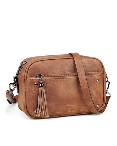MASINTOR Crossbody Bags for Women Vegan Leather, Trendy Shoulder Purse with Adjustable Strap and Tassel