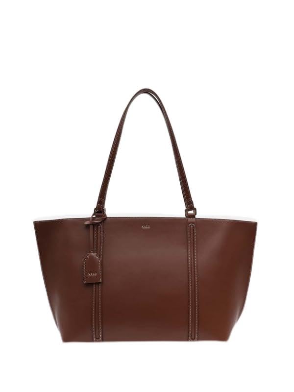 Image of Kazo Ryn Tote Bag | Premium Faux Leather Handbag for Women | Modern Oversized Structured Shopper with Contrast Edge Detail | Brown | Fits 15 inch Laptop