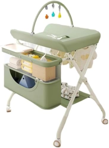 Ameckeベビーケア 折おむつ交換台 折畳み おむつ替え台 簡単 折りたたみ オムツ替え交換台 キャスター付き移動 持ち運び 転 りたたみ式 おむつ交換台 ベビーケアステーション ママの腰痛対策 新生児 安全ベルト ポータブル収納 移動 持ち運び 簡単