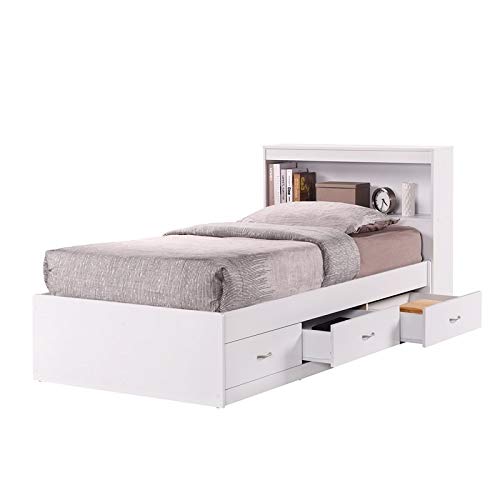 Pemberly Row Twin Size Captain Storage Bed in White