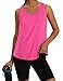 WIHOLL Workout Tops for Women Racerback Sleeveless Athletic Yoga Shirts Quick Dry Non Chafing Activewear Fitness Spring Fashion Clothing Hot Pink S