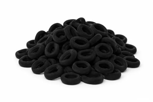 Image of Frescorr (200 pcs) Baby Hair Ties | Soft No-Damage Premium Elastic Mini Rubber Bands for girls | Strong Stretch Ponytail Holders | Daily Use Hair Accessories | (100 Pastel &100 Black)