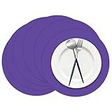 50 Stück lila Papier-Tischsets, runde Einweg-Tischsets, violette Papierdeckchen, dekorative Platzsets für Hochzeit, Bankett, Party, Zuhause, Essgeschirr, Dekor