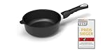 AMT Gastroguss Bratpfanne, 20 cm Ø, 7 cm hoch, Schmorpfanne, abnehmbarer Stiel, induktionsgeeignet, Lotan® Antihaft-Veredelung, Gusspfanne (Aluguss), AMZN-I-720-Z20B