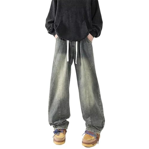Men's American Retro Denim Summer Thin Straight-Leg Loose Wide-Leg Casual Long Pants