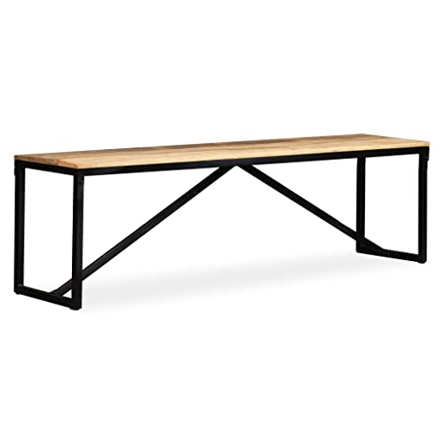 Golinpeilo Wooden Bench With Steel Legs, Solid Mango Wood Dining Room Long Bench, Industrial Style Indoor Bench, Durable Metal Frame For Kitchen, Dining Room, Living Room 63"X13.8"X17.7" #TOP4
