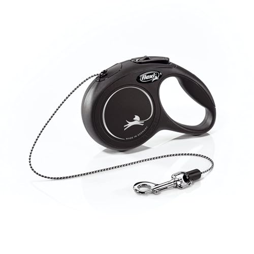 FLEXI New Classic Cord Retractable Dog Leash for X-Small Dogs up to 18 lbs. – 10 ft., Black | Tangle-Free Pet Walking Leash with One-Handed Brake, Pause, Lock|German Quality Product