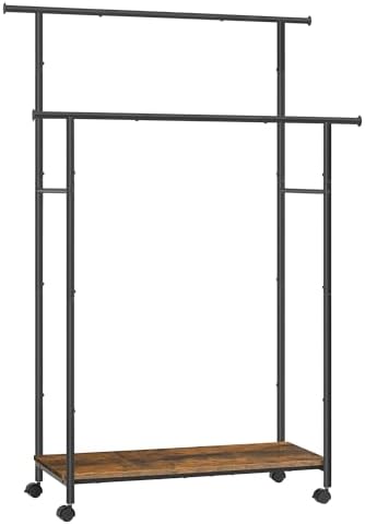 Appendiabiti Su Ruote In Metallo Vintage Bianco - 146x120x60 Cm, Con 2 Ripiani A Griglia E 2 Ruote Frenanti - 3