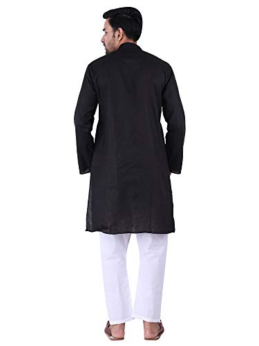 Image of JEXI Men's Cotton Blend Solid Kurta Pyjama Set - Knee-Length, Mandarin Collar, Full Sleeve, Ethnic Wear