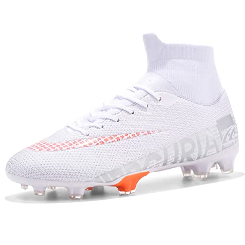 WOWEI Chaussures de Football Homme Crampons Professionnel Spike Chaussure de Foot Antidérapant Athlétisme Entrainement Chaussures de Sport pour Garçon High Top Chaussure Football (Style 8, 44) Cover
