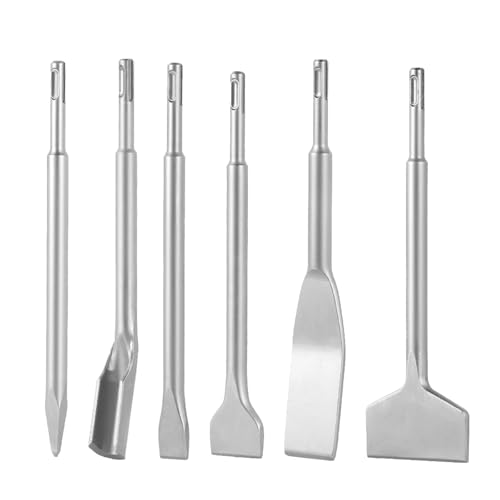 Image of VEVOR SDS Plus Chisel Set, 6pcs SDS Plus Rotary Hammer Drill Attachments, Includes Point, Flat, & U-Groove Chisels, Heat Treated 40Cr Alloy Steel, Sharp Edge for Demolition, Concrete and Brick
