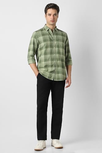 Image of Peter England Men's Checkered Cotton Shirt | Smart Casual | Full Sleeves