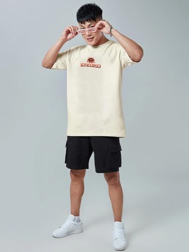 Image of Veirdo Pure Cotton Oversized Loose Fit Drop Shoulder Graphic Printed Men's Half Sleeve T-Shirt (Sizes: S to 2XL)