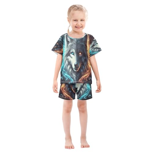 Wolf Face Black White Pajama Set Short Sleeve Summer Pajamas Shorts Sets PJ Clothes Set Soft 5Y3