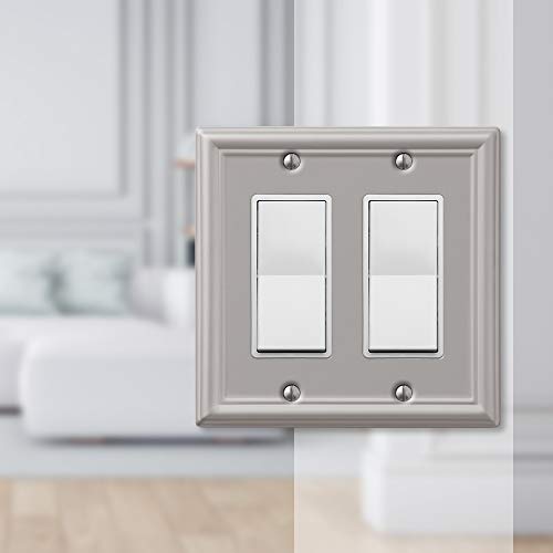 Image of Amerelle 149RRBN Chelsea Wall Plate, Double Rocker-GFCI, Brushed Nickel