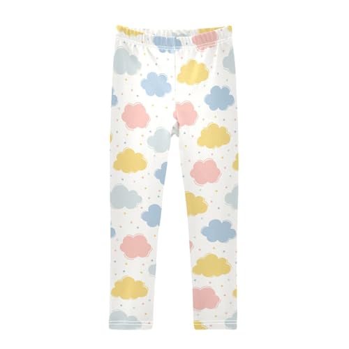 Cute Rainbows Clouds Hearts Love Girls Leggings,Workout Leggings for Girls Toddler Athletic Leggings Size for 3-10T