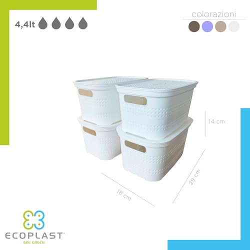 Boîte de rangement multi-usages avec couvercle Ecoplast lot de 4 - 6