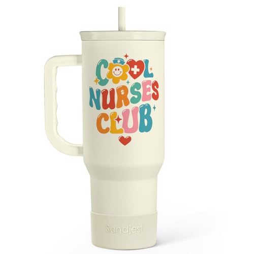 SANDJEST Nurse Tumbler 40oz, Cool Club Coffee Travel Mug With Straw - Perfect Nurse Gift for Any Occasion