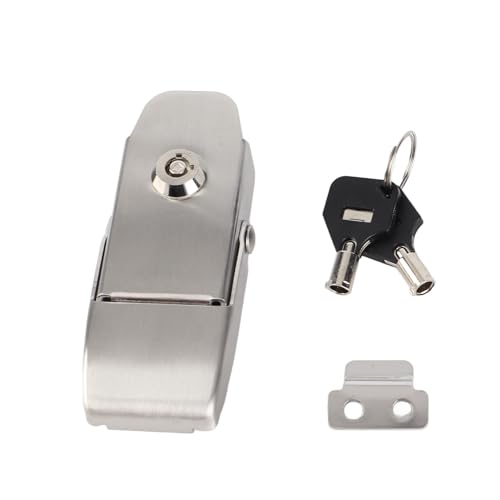 Respicefinem Stainless Steel Spring Toggle Latch with Two Keys 304 Stainless Steel Hasp Clamp for Cabinets Toolboxes Small Doors Vibration Proof Locking Tool