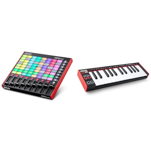 Akai APC Mini MK2 professionnel - Contrôleur MIDI USB pour lancer des clips & Professional LPK25 - Clavier MIDI USB avec 25 touches synthé réactives pour...