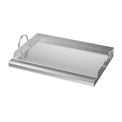 Gralara Plancha universal de acero inoxidable de 58 x 40 cm con asas extraíbles, antiadherente, ideal para barbacoas y al aire libre.