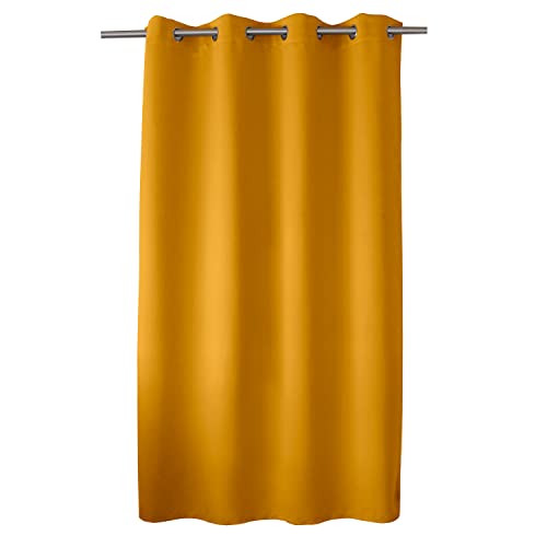 ED ENJOY HOME Rideau Obscurcissant avec Œillets argentés, Jaune Moutarde, 140x180cm, 100% Polyester, Tissu Certifié Oeko-TEX, Collection Réglisse