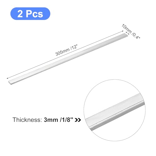 Image of uxcell Square Aluminum Flat Bar, 2Pcs 1 /8 inch Thick 0.4 inch Width 12 inch Length Square Aluminum Bar 6061 Aluminum Flat Plate, 3 x 10 x 305mm T6511 Solid New Mill Stock for Industrial Building