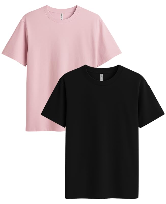 Image of Sleepynuts Women's S to 3XL Premium Half Sleeve Round Neck Plain Combed Cotton Tshirt Pack of 3 Loose Fit T-Shirts Combo