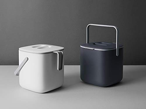 Image of Litem Food Waste Basket Bin with Handle & Inner Bucket for Countertop Modular Kitchen 0.68 Gallons (2.6L) (Dark Gray)