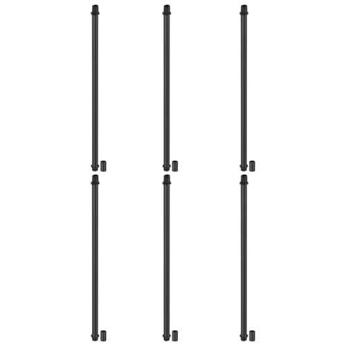 Image of PATIKIL Straight Pipe Lamp Stems Rod Kit, 6 Set M10 Carbon Steel 300mm(11.81 inch) Long Double End Thread Rod with Coupling Nuts Sleeve Connector for Table Lamps Chandeliers, Black