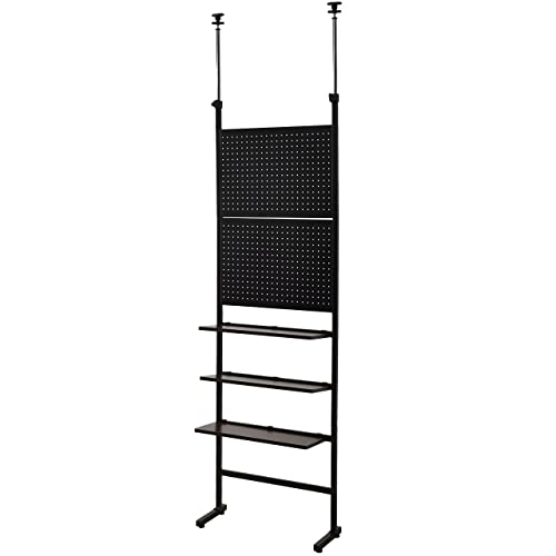 ワイエムワールド つっぱり棚 有孔ボード パンチング 壁面収納 黒 00-100035