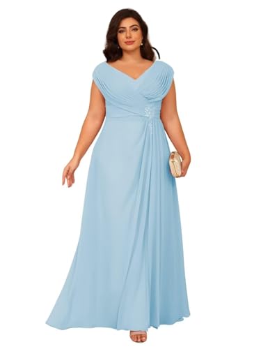 Image of Clothfun Simple V Neck Mother of The Bride Dresses Lace Appliques Chiffon Sleeveless Mother of The Groom Dress CYN014