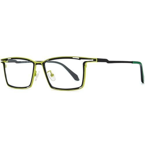 Image of FONEX Pure Titanium Glasses Frame Men Square Magnet Clip On Eyeglasses with Polarized Lens