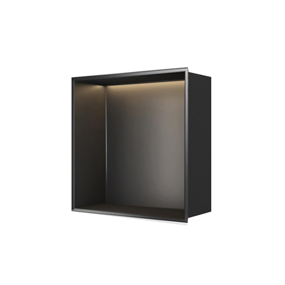 QUSYZD Black Stainless Steel Shower Niche with Light Waterproof Wall Inserted Organizer Shelf for Bathroom Storage,Grey-120x28x12.5cm,Black-32x32x12.5cm